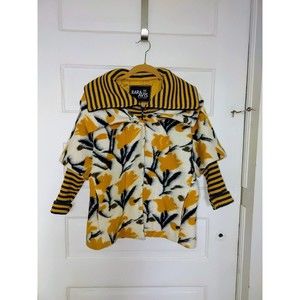 Rara Avis Iris Apfel Yellow and Black Floral Teddy Jacket
